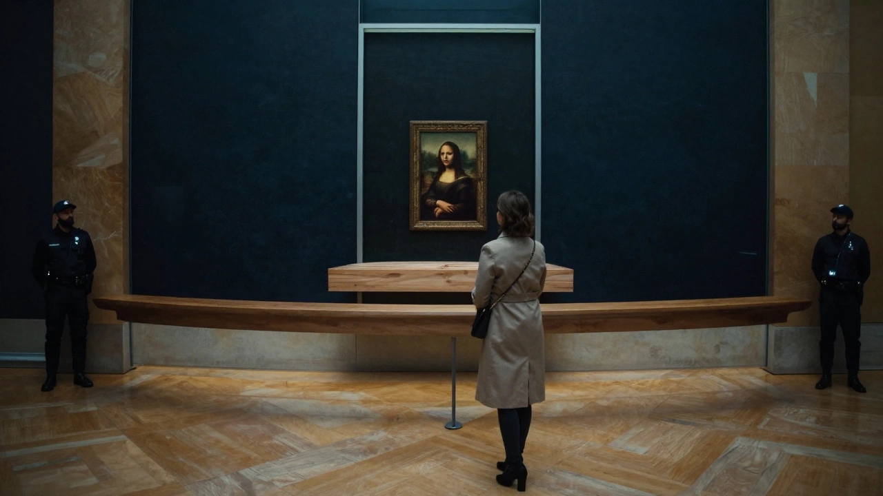 A knowledgeable companion guiding a client through the quiet, illuminated halls of the Louvre after hours.