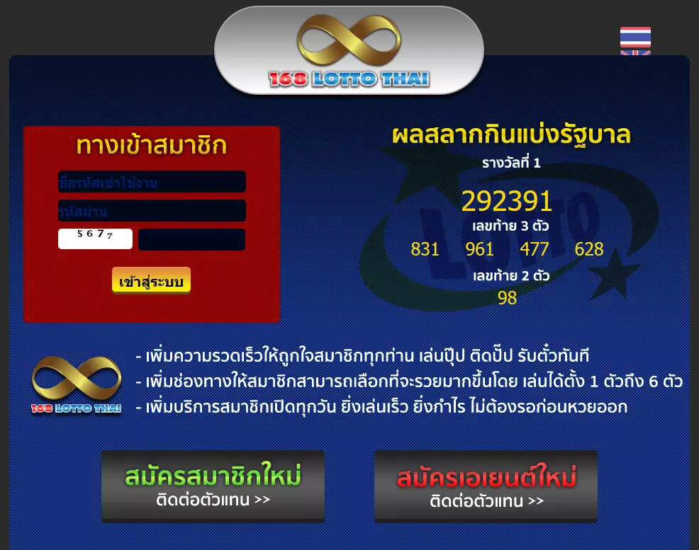 ซื้อหวยออนไลน์ แทงหวยออนไลน์กับ 168 Lotto Thai